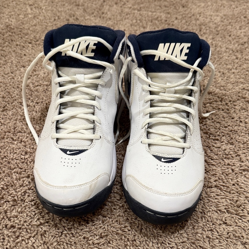 Nike White and Dark Blue High-Top/Basketball Sneakers
